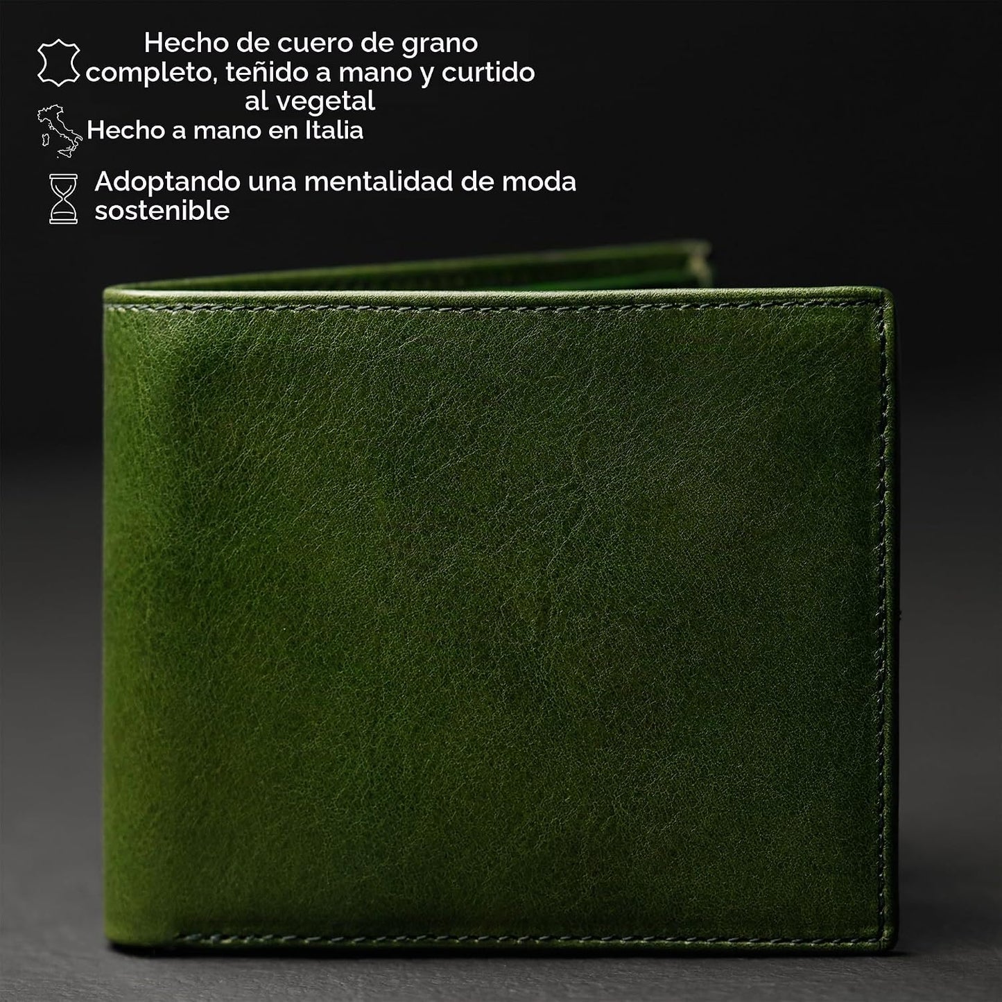 Time Resistance Cartera de cuero para hombre, diseño minimalista co...