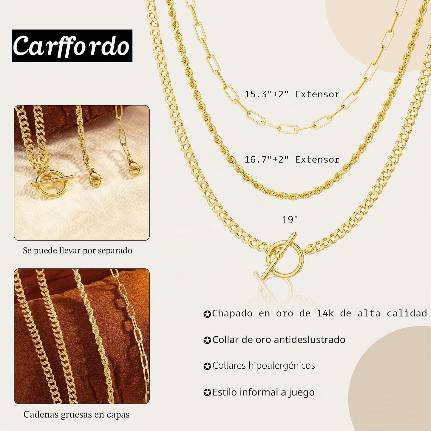 Carffordo - Collares chapados en oro para mujer, delicados collares...