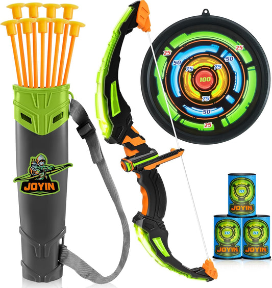 JOYIN Juego de arco y flecha para niños con luces LED intermitentes...