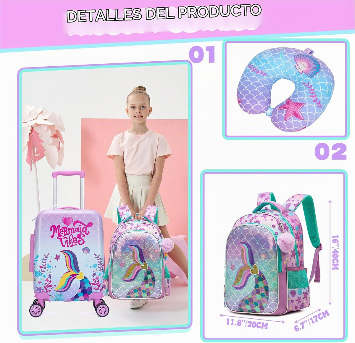 Homskiii Juego de maletas para niños, 5 piezas, juego de maletas, e...