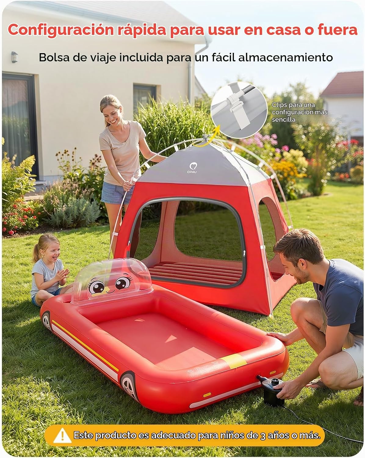 QPAU Colchón inflable de aire para niños, diseño de tienda de bombe...