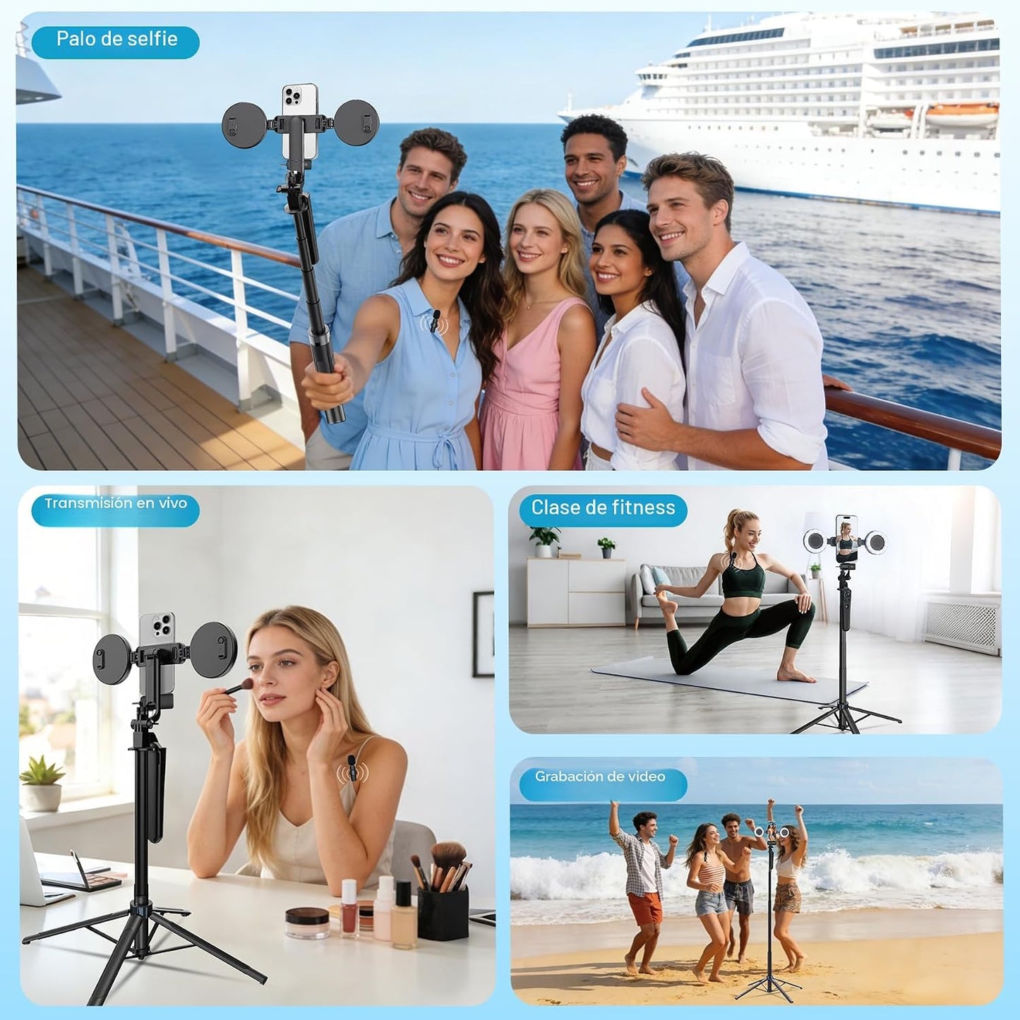 Kit de vlogging para iPhone\/Android, trípode de seguimiento facial...