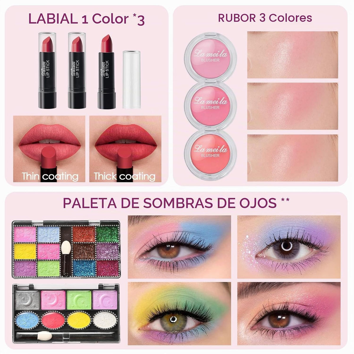 Golray - Kit de maquillaje infantil para niñas, juego de maquillaje...