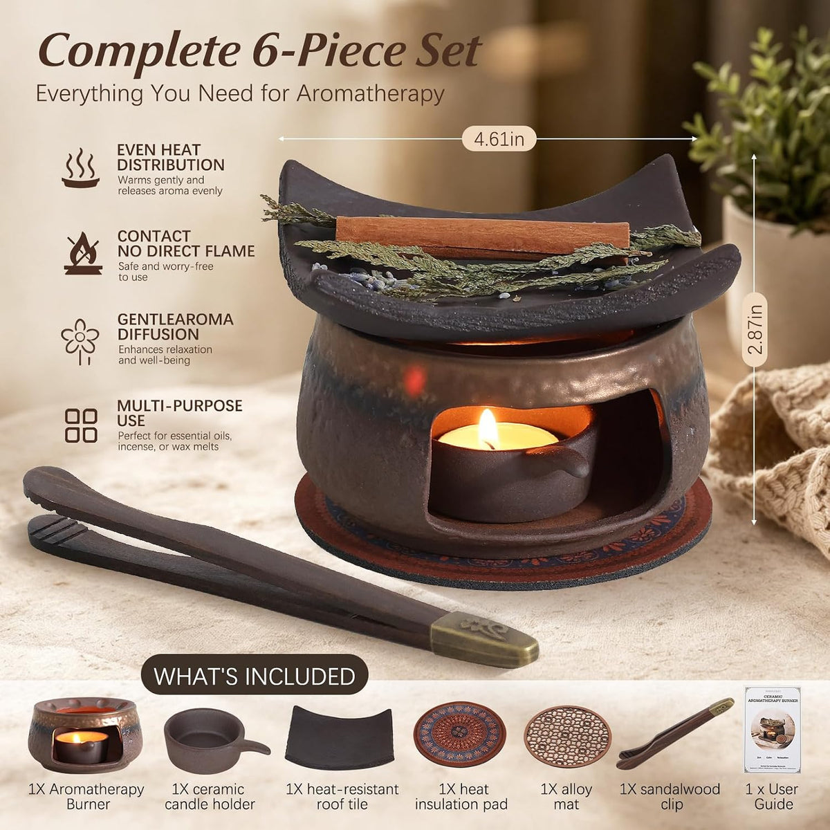 Kit de quemador de hierbas Zen, juego de quemador de aromaterapia d...