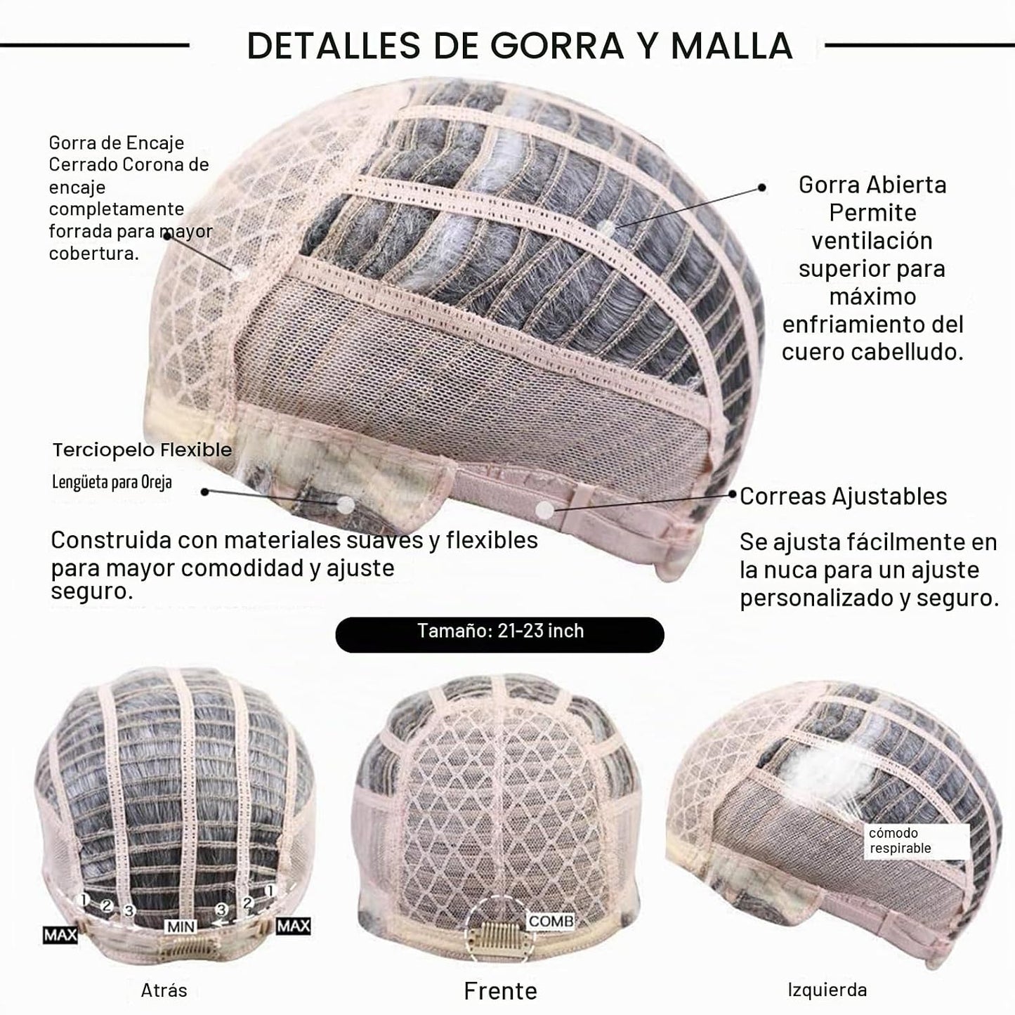 HAIRCUBE - Pelucas de cuidado fácil, pelucas de cabello humano con...