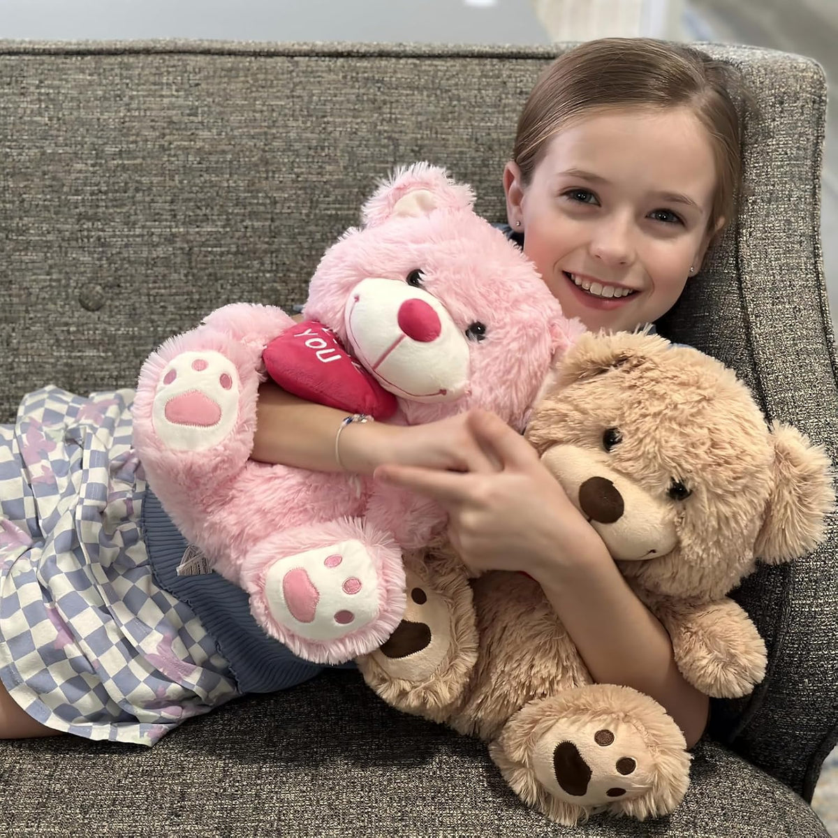 BENINY Oso de peluche de 12 pulgadas con corazón, bonito oso de pel...