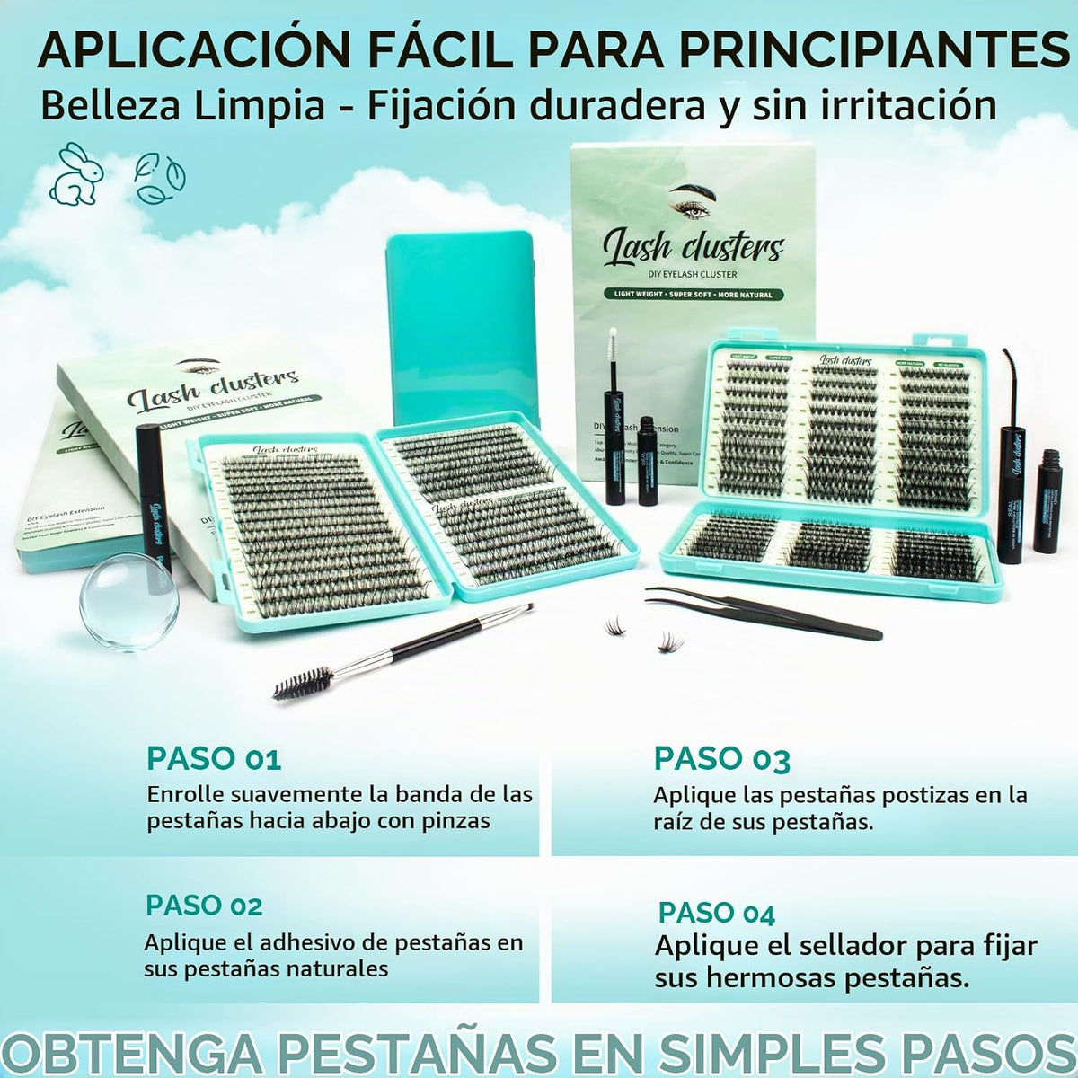 Kit de 600 racimos de pestañas onduladas en D, pestañas de aspecto...