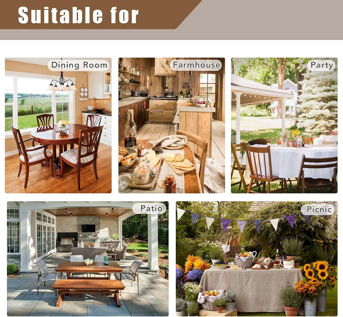 Fitable Nature - Manteles rectangulares de lino sintético de 60 x 8...