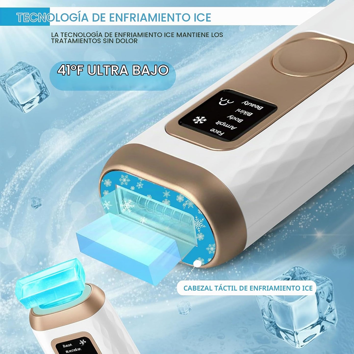 Dispositivo de depilación láser IPL: facial permanente, cara, barbi...