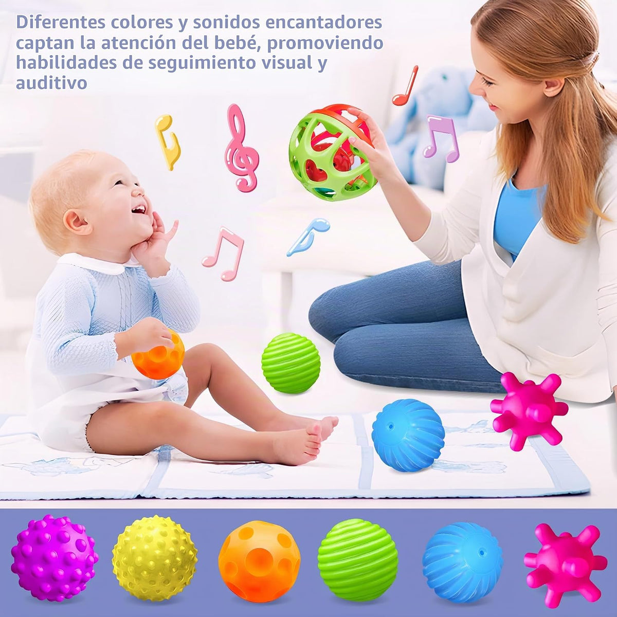 Juguetes Montessori ROHSCE - Bolas Sensoriales para Niños Pequeños,...