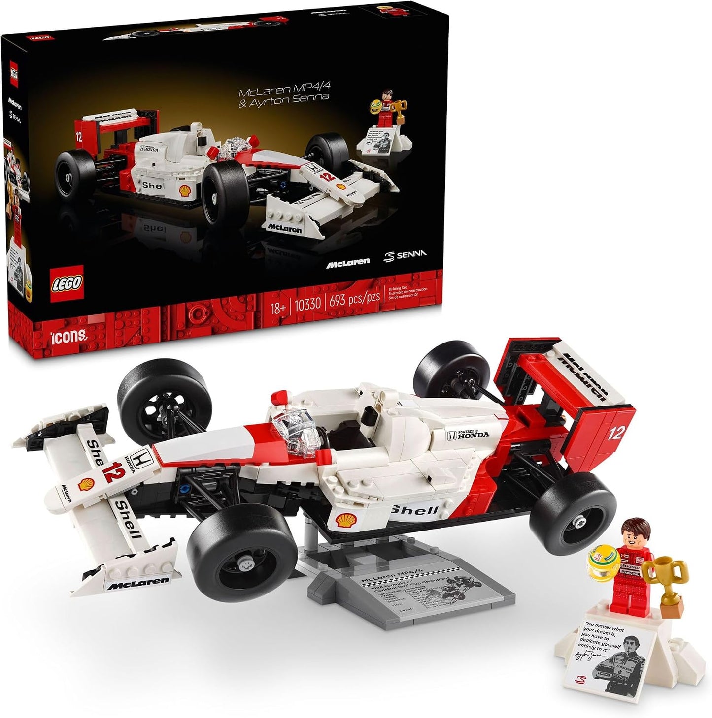 LEGO Icons McLaren MP4\/4 &amp; Ayrton Senna Kit de Modelo de Coche...