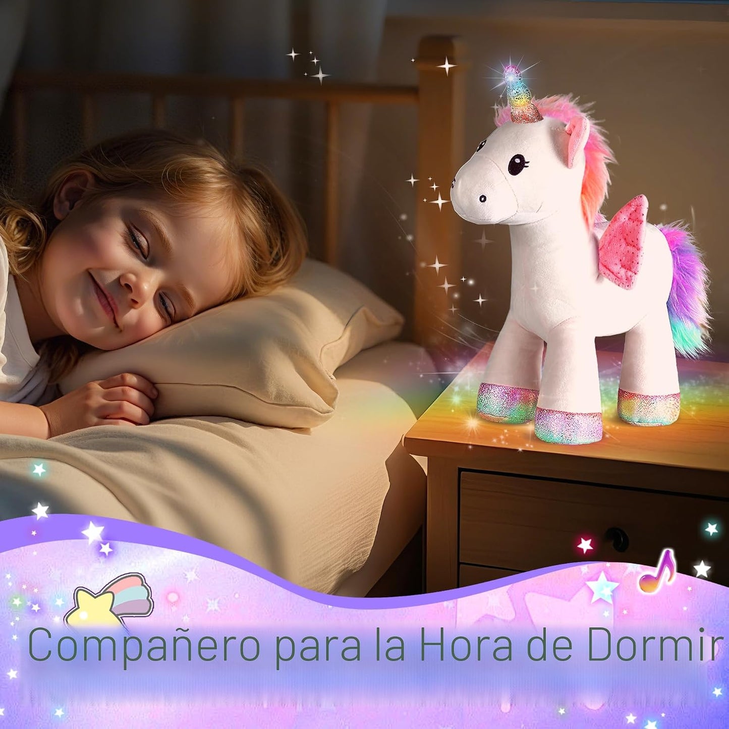iPlay, iLearn Muñeco de peluche de unicornio mágico con control rem...