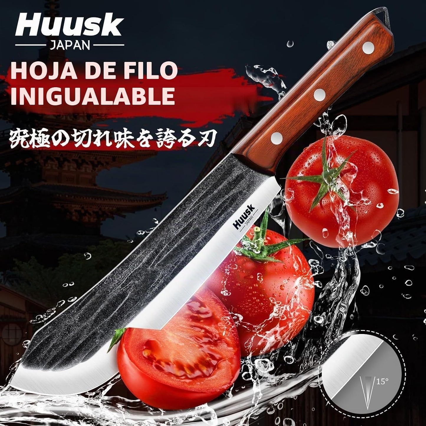 Huusk Juego de cuchillos de carnicero de 3 piezas para cortar carne...