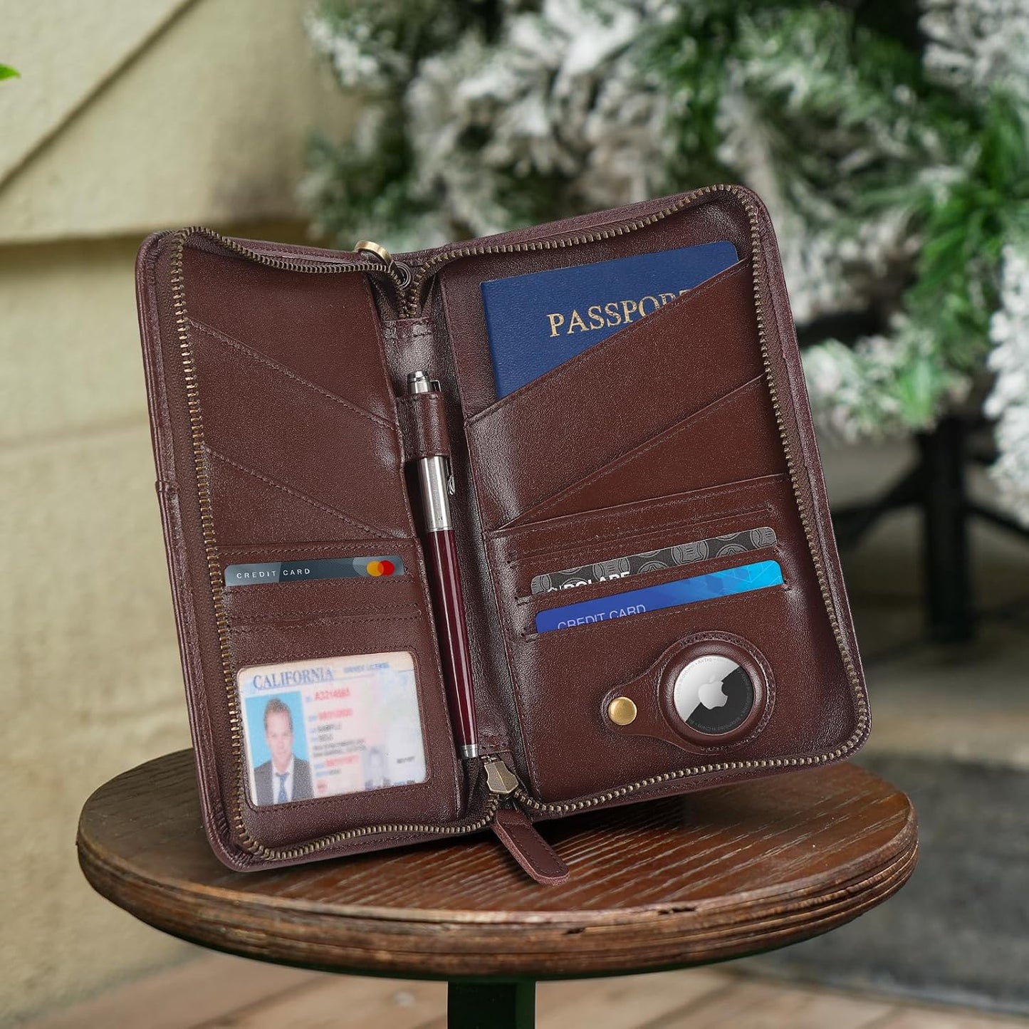 Polare - Funda de piel de grano completo para pasaporte, para hombr...