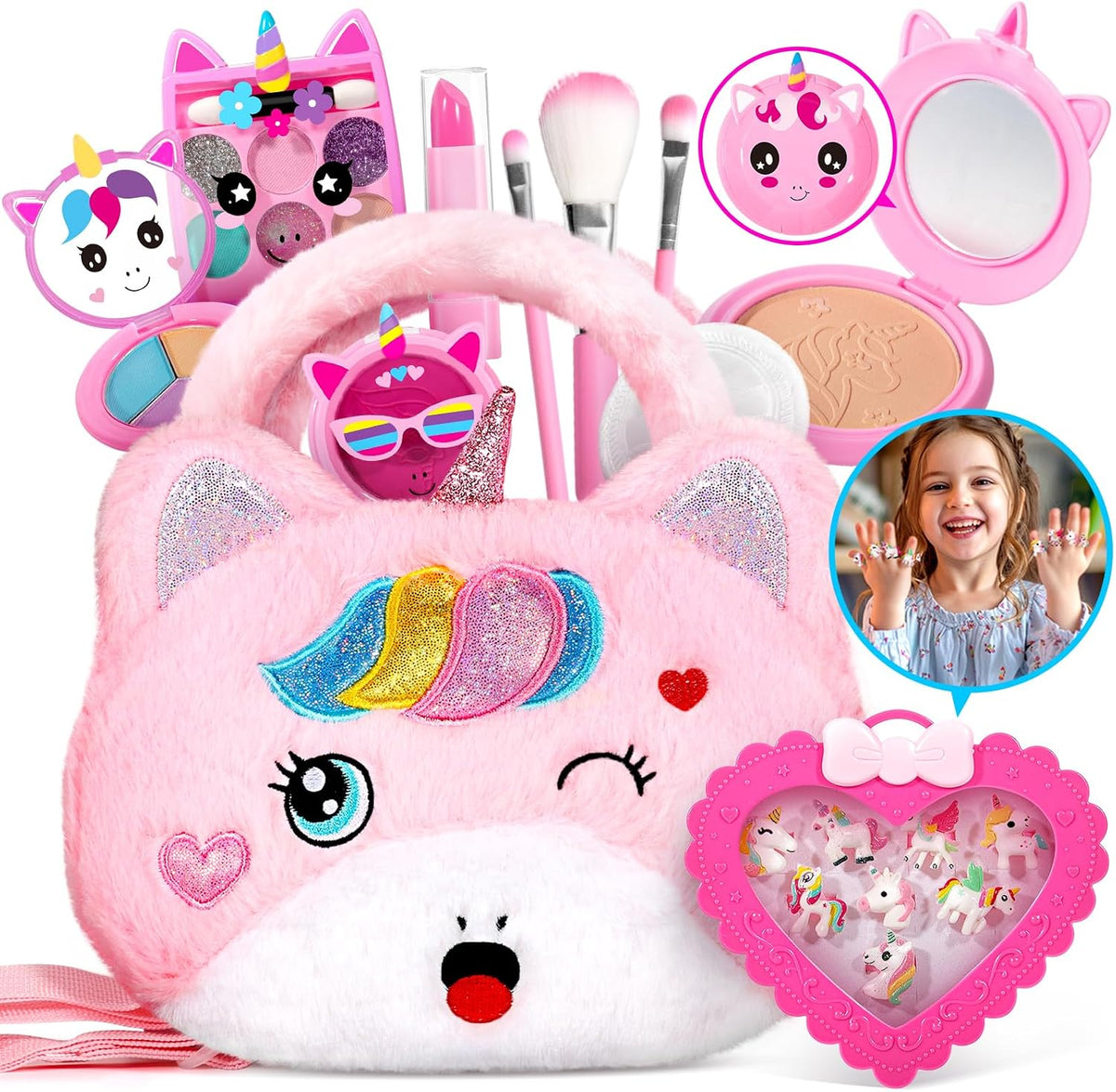 ULOVEME - Kit de maquillaje real para niñas pequeñas, juguete de ma...