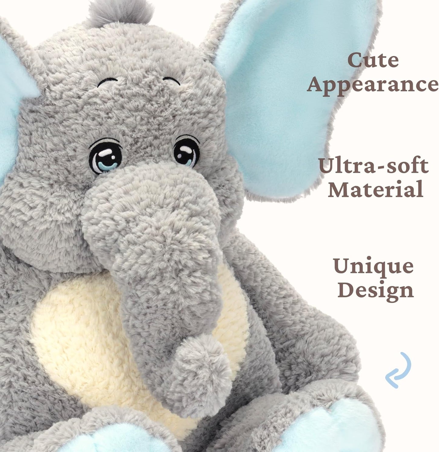 IKASA Juguete de peluche de elefante grande, 22.5 pulgadas, lindos...