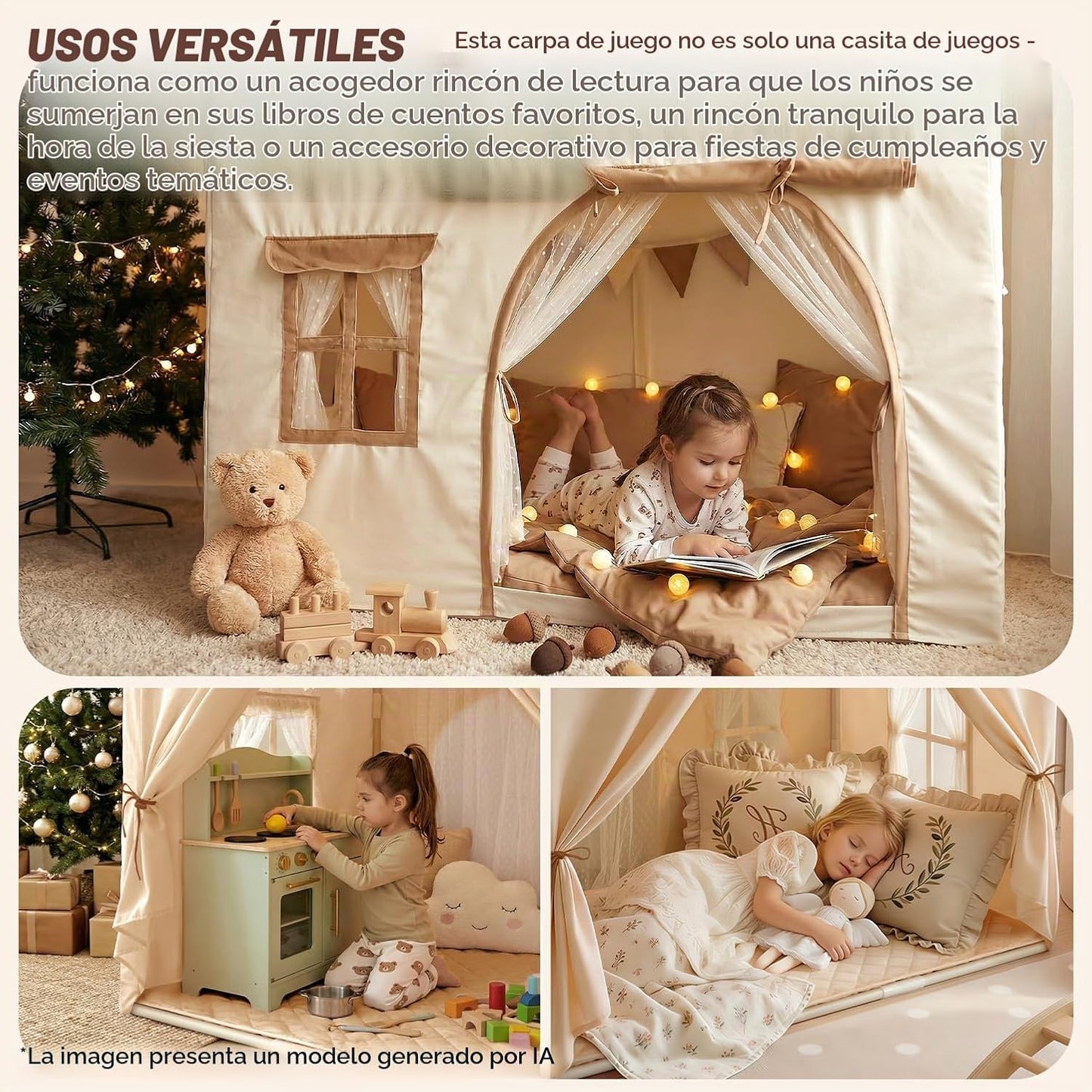 Tienda de campaña de juegos para niños con doble puerta Castillo de...