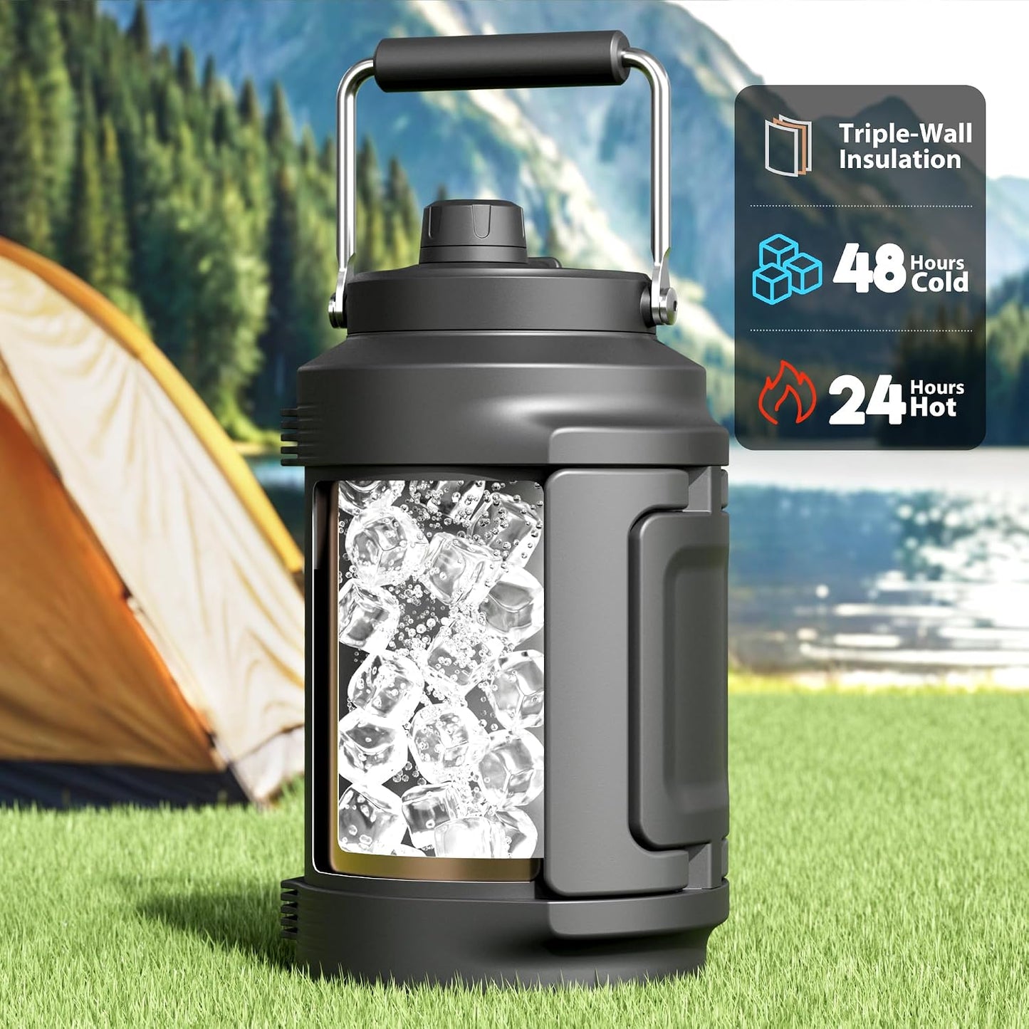 Botella de agua aislada de 1 galón para deportes: Meoky - Jarra de...