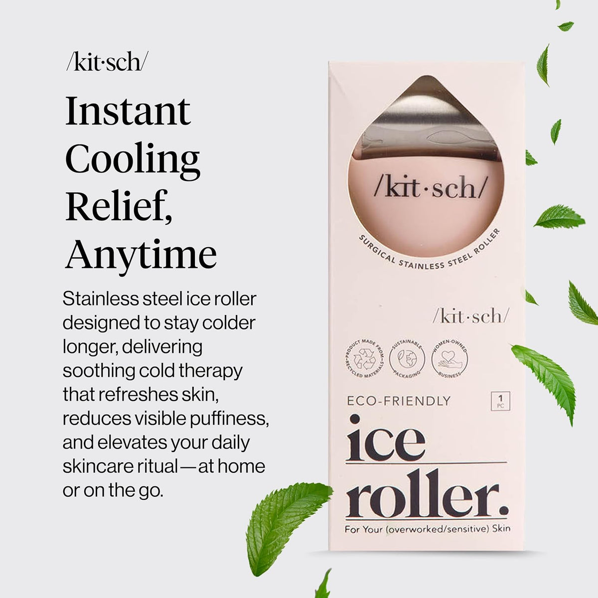 Kitsch Rodillo de hielo de acero inoxidable para cara, esencial par...