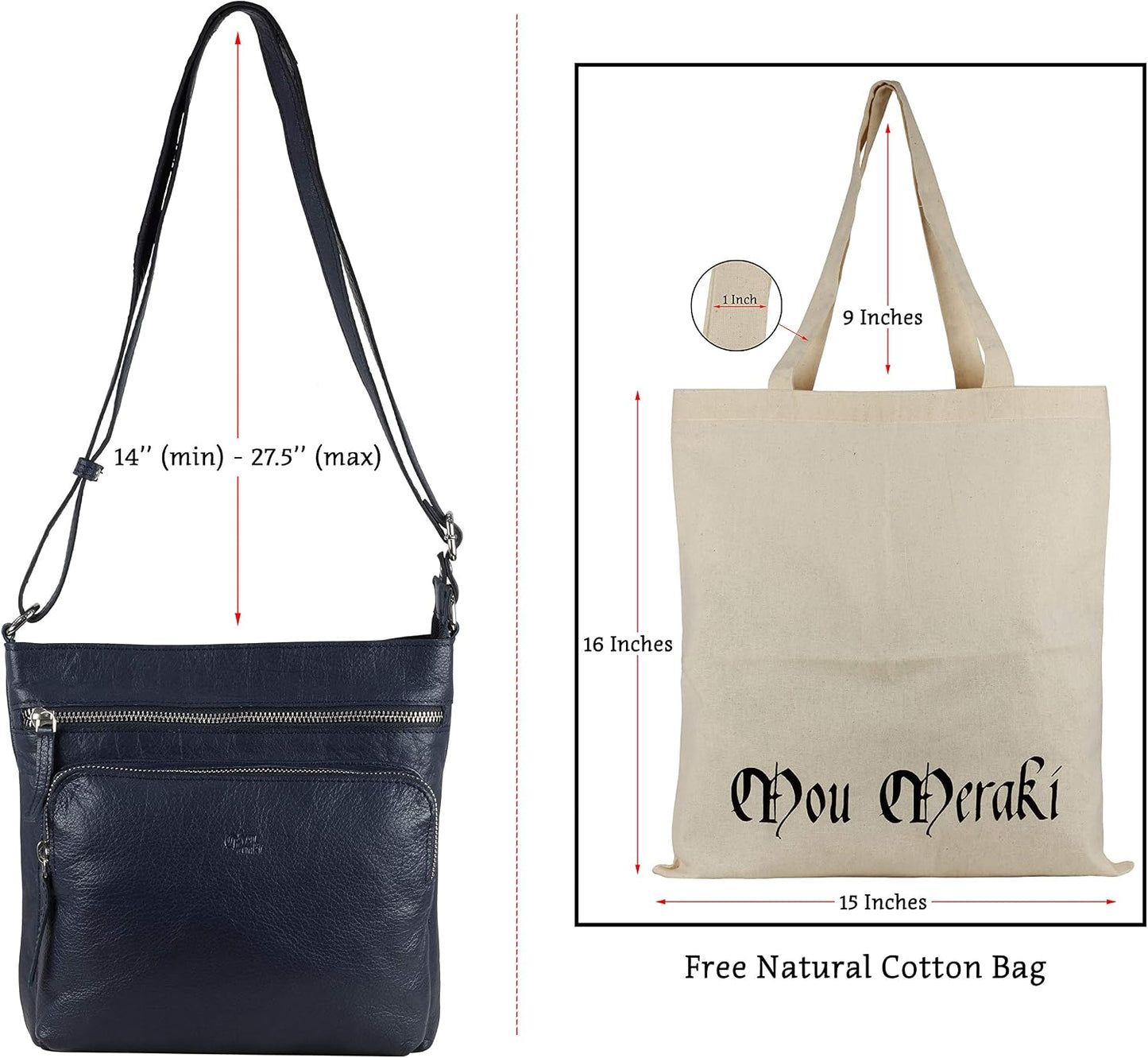 Mou Meraki Bolso cruzado de cuero genuino y bolsos - Bolso cruzado...