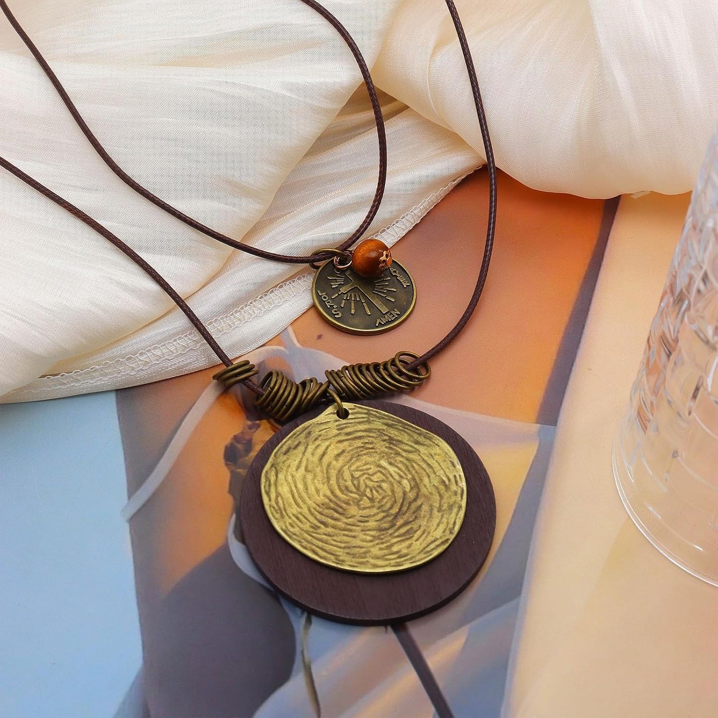 GIGB PBDK Collares largos bohemios para mujer, cordón de cuero apil...