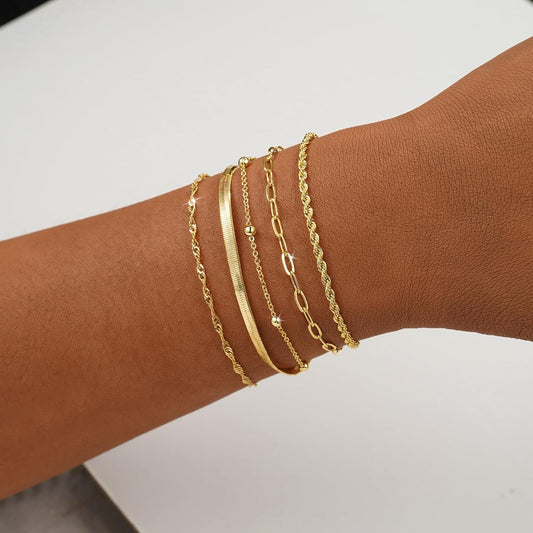 BERISO Pulseras de oro para mujer, elegante pulsera ajustable chapa...