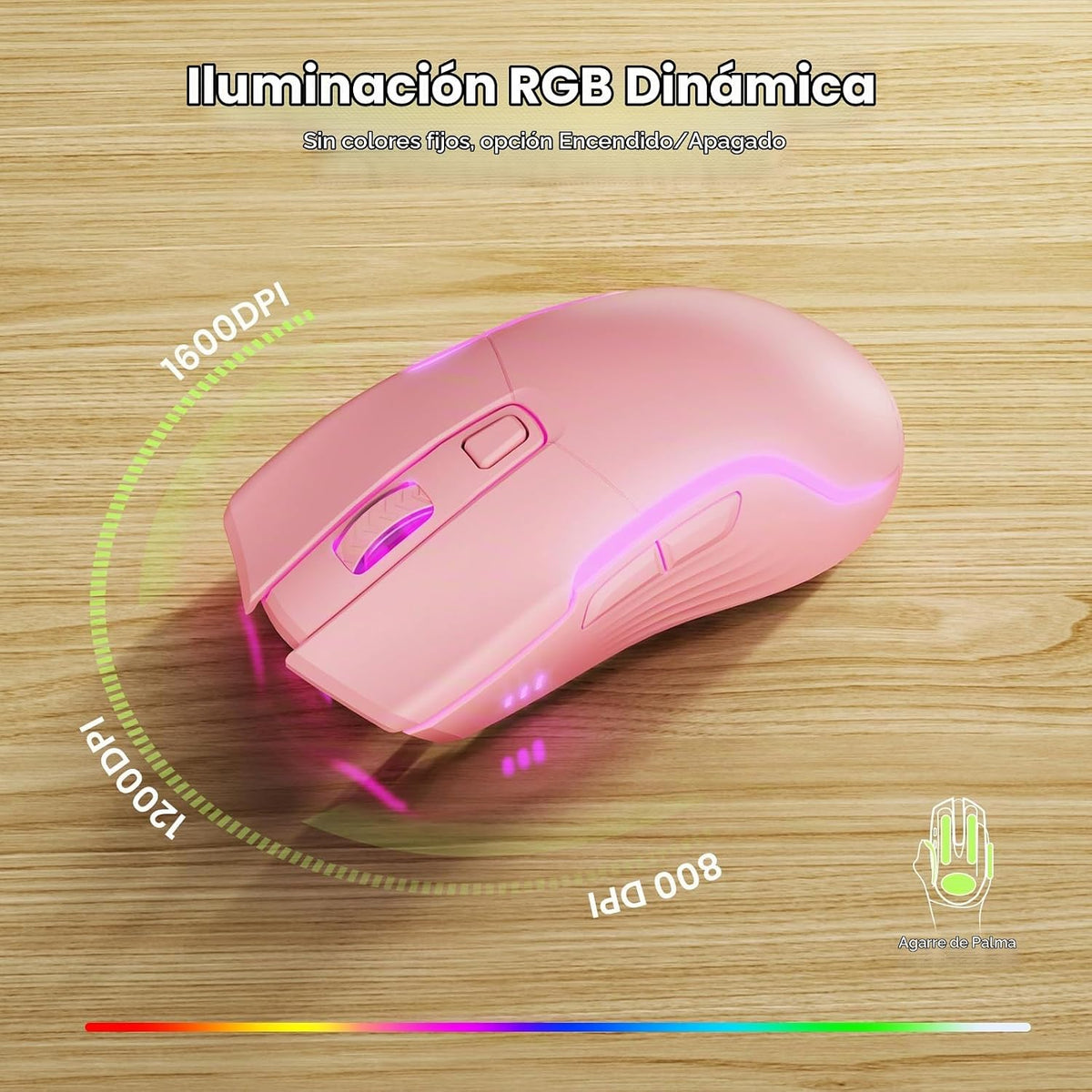 Combo inalámbrico de teclado y ratón rosa, conjunto de teclado y ra...