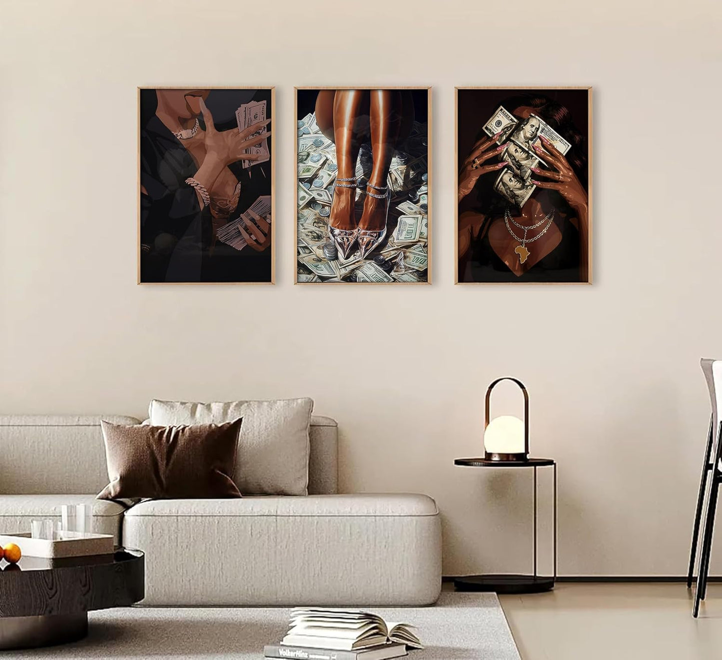 Arte de pared moderno de chica negra con dinero, imágenes de mujere...