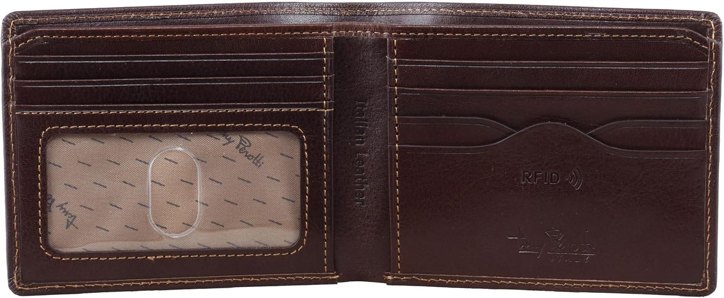 Tony Perotti Billetera plegable de piel italiana para hombre con ta...