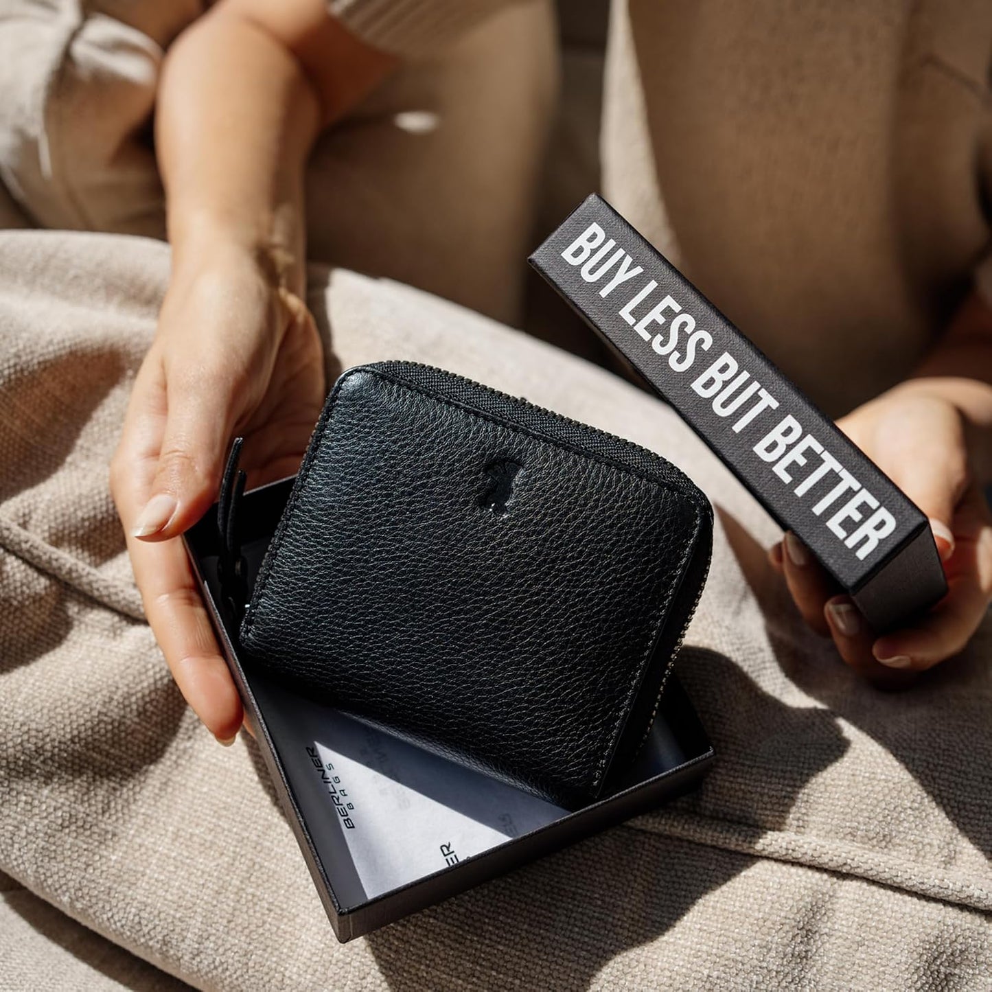 BERLINER BAGS Cartera pequeña de piel auténtica Palermo, caja de re...