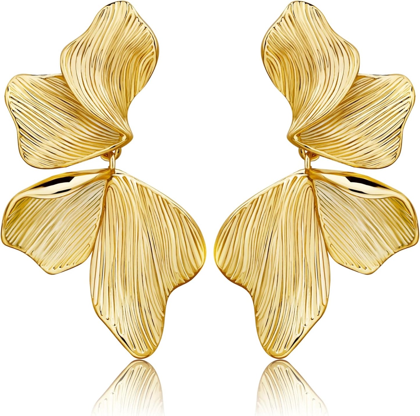 Aretes de oro para mujer, chapados en oro de 18 quilates, diseño de...