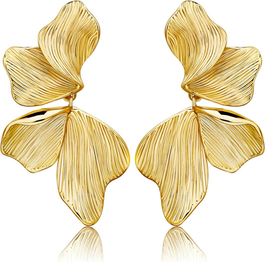 Aretes de oro para mujer, chapados en oro de 18 quilates, diseño de...