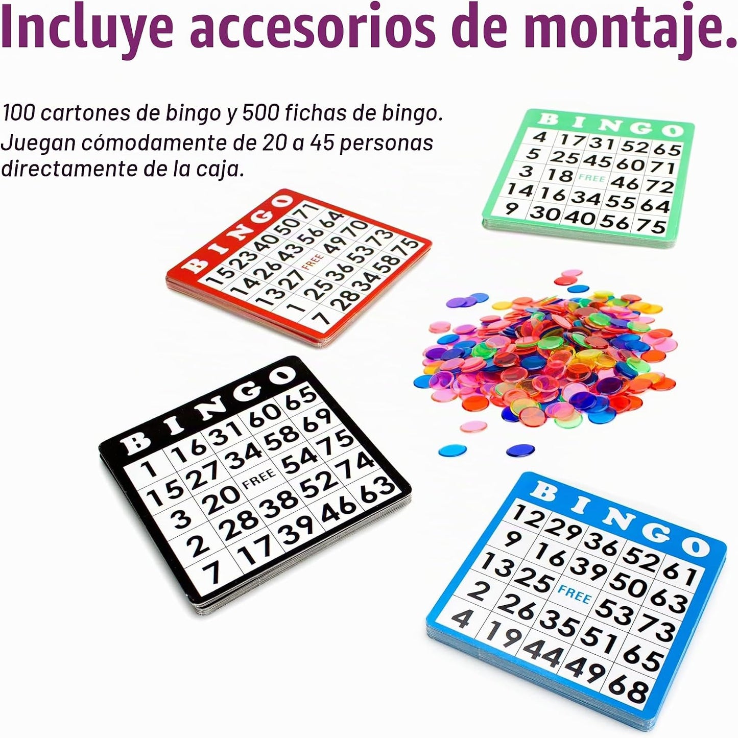 Royal Bingo Supplies Juego de Bingo grande, con 100 tarjetas, 500 m...