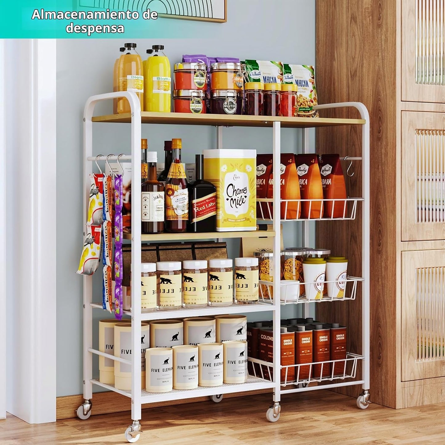 HapiRm Carrito de Cocina con Ruedas para Microondas - Soporte de Me...