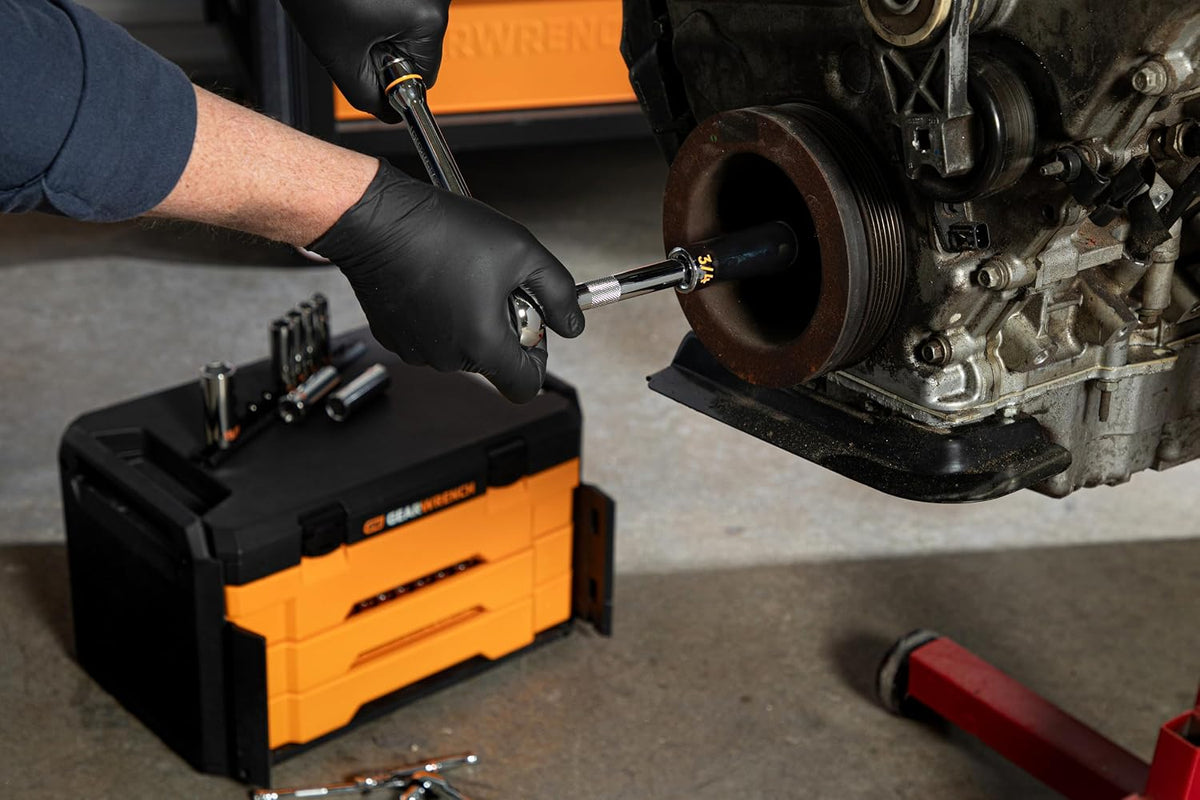 GEARWRENCH Juego de llaves SAE Hi-Viz de 63 piezas en bandeja de es...