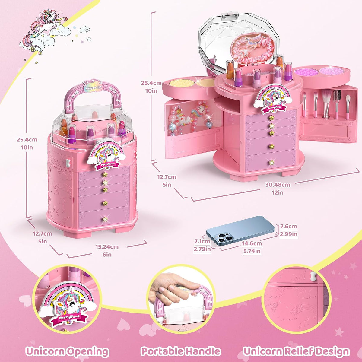 Juego de 63 piezas de maquillaje para niñas, kit de maquillaje cosm...