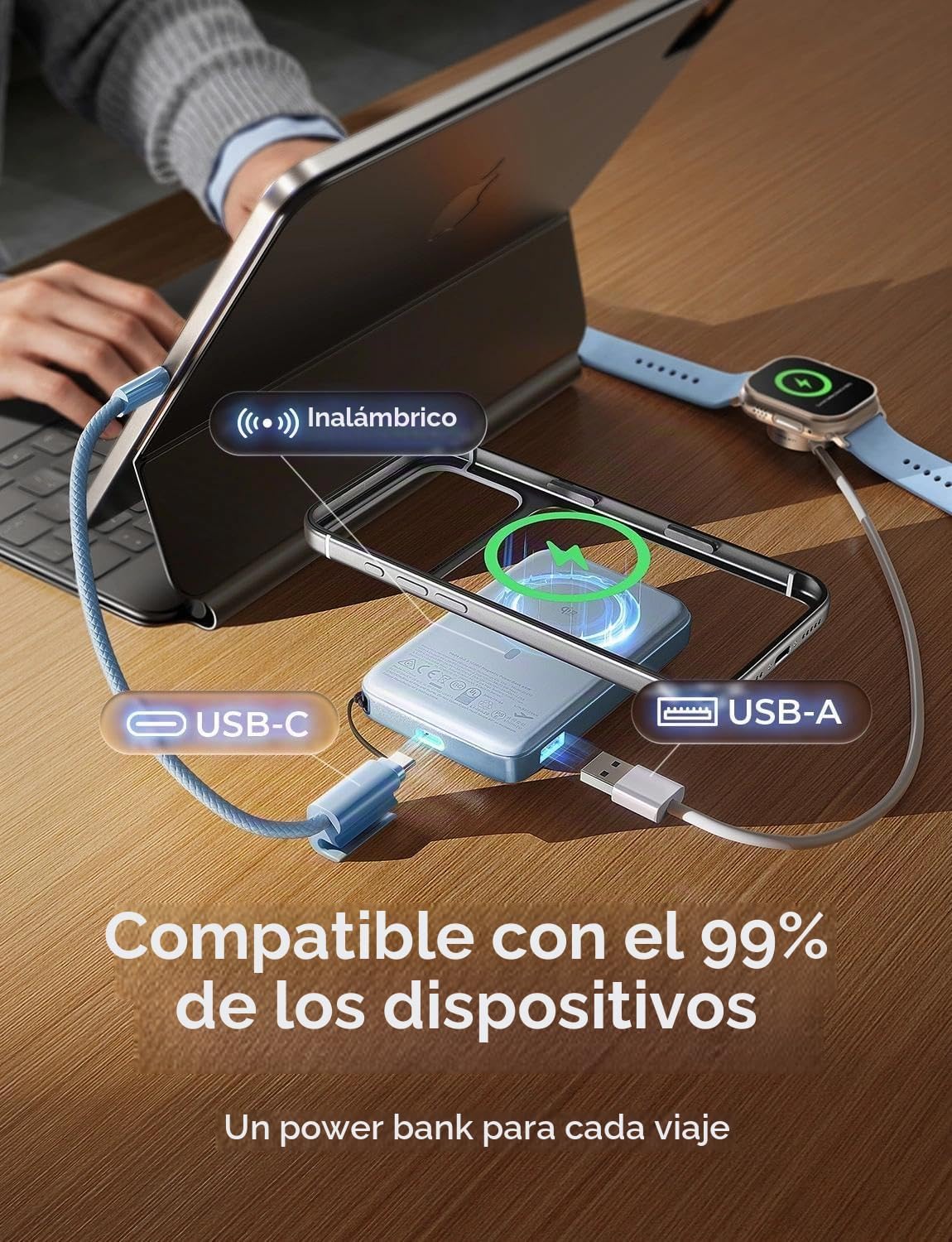 LISEN Qi2.2 25W para banco de energía Magsafe, carga rápida USB C d...
