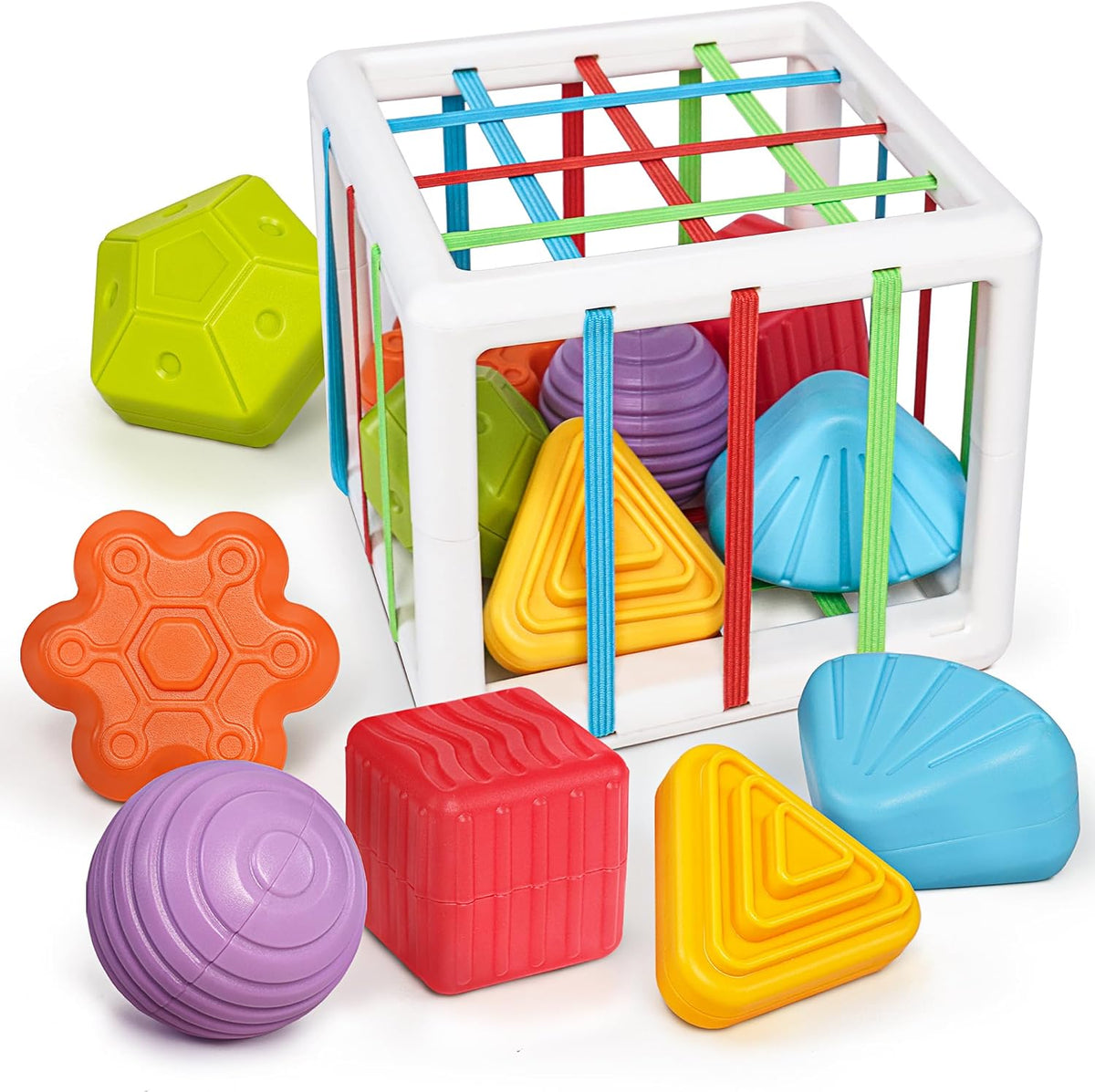 LiKee Juguetes Montessori para niños de 1 año, 6 piezas de formas m...