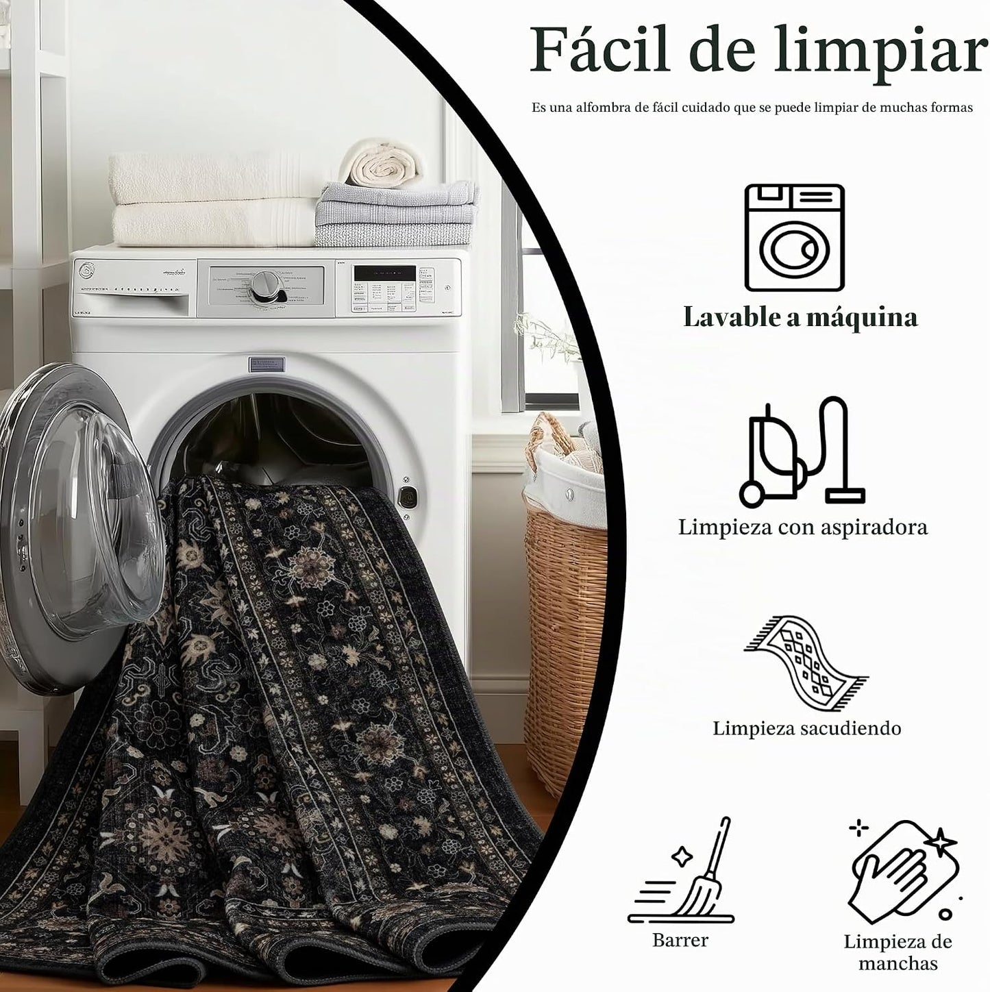 Ruaruarug Alfombra antideslizante lavable a máquina, ultra suave, s...