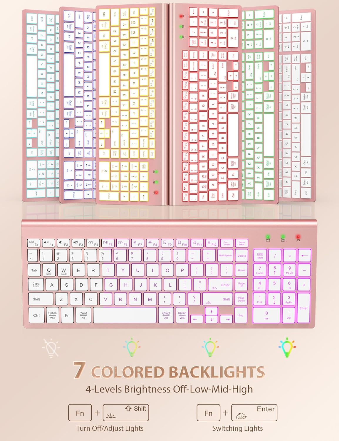 SABLUTE Combo de teclado y mouse inalámbricos retroiluminados - Tec...