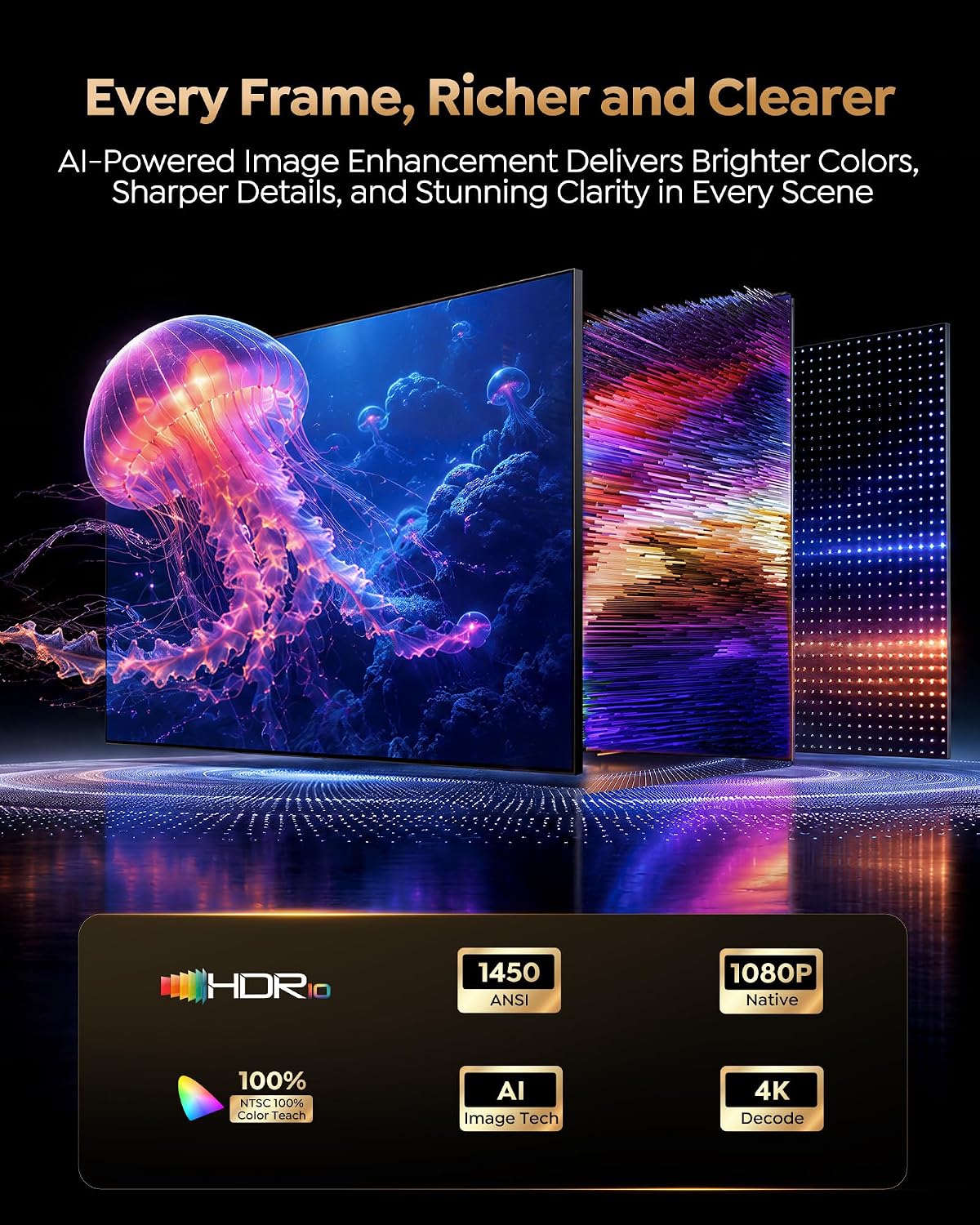 Proyector para exteriores 4K [VIDAA Live TV\/56W Dolby\/1450 ISO] c...