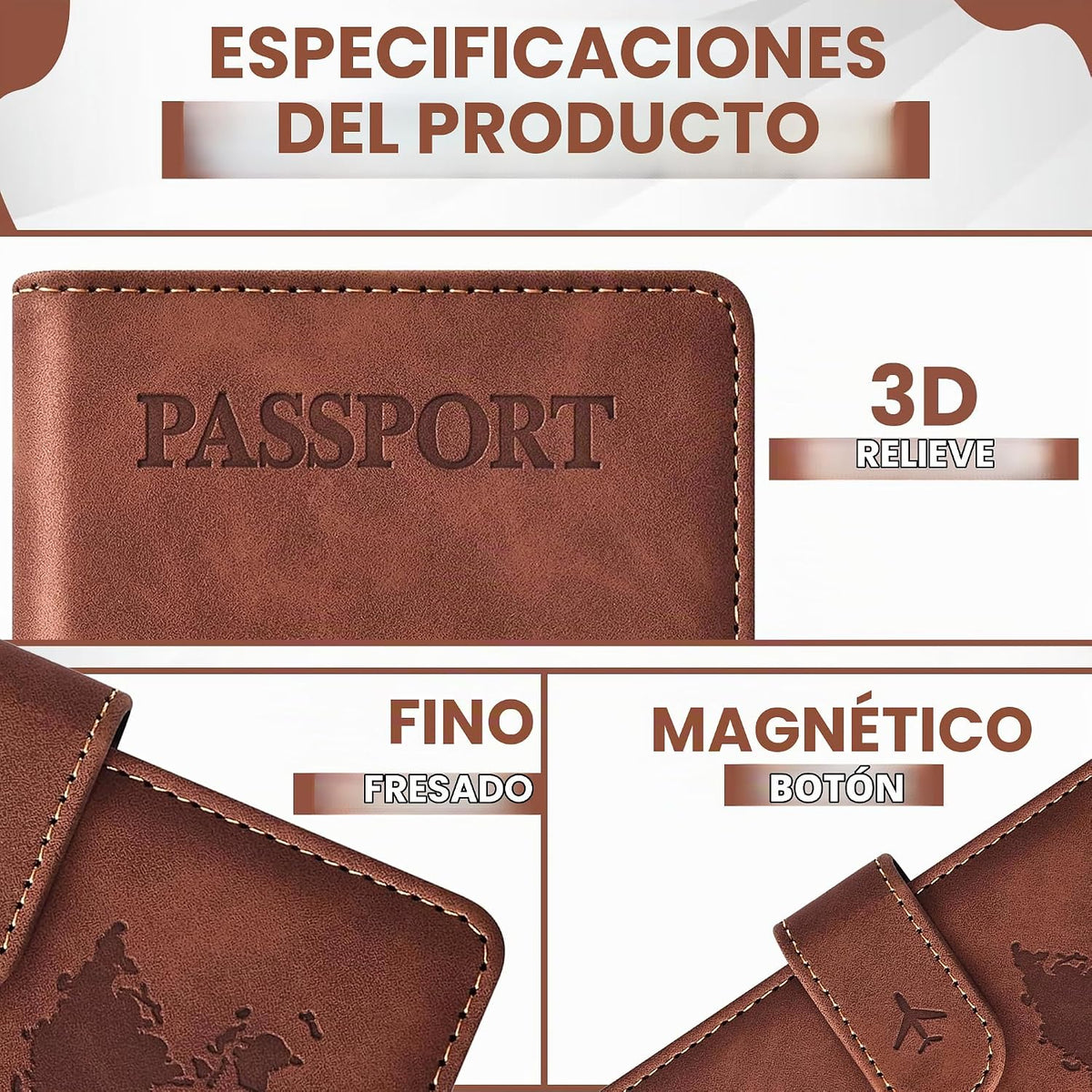 Soporte para pasaporte para artículos esenciales de viaje, funda ti...