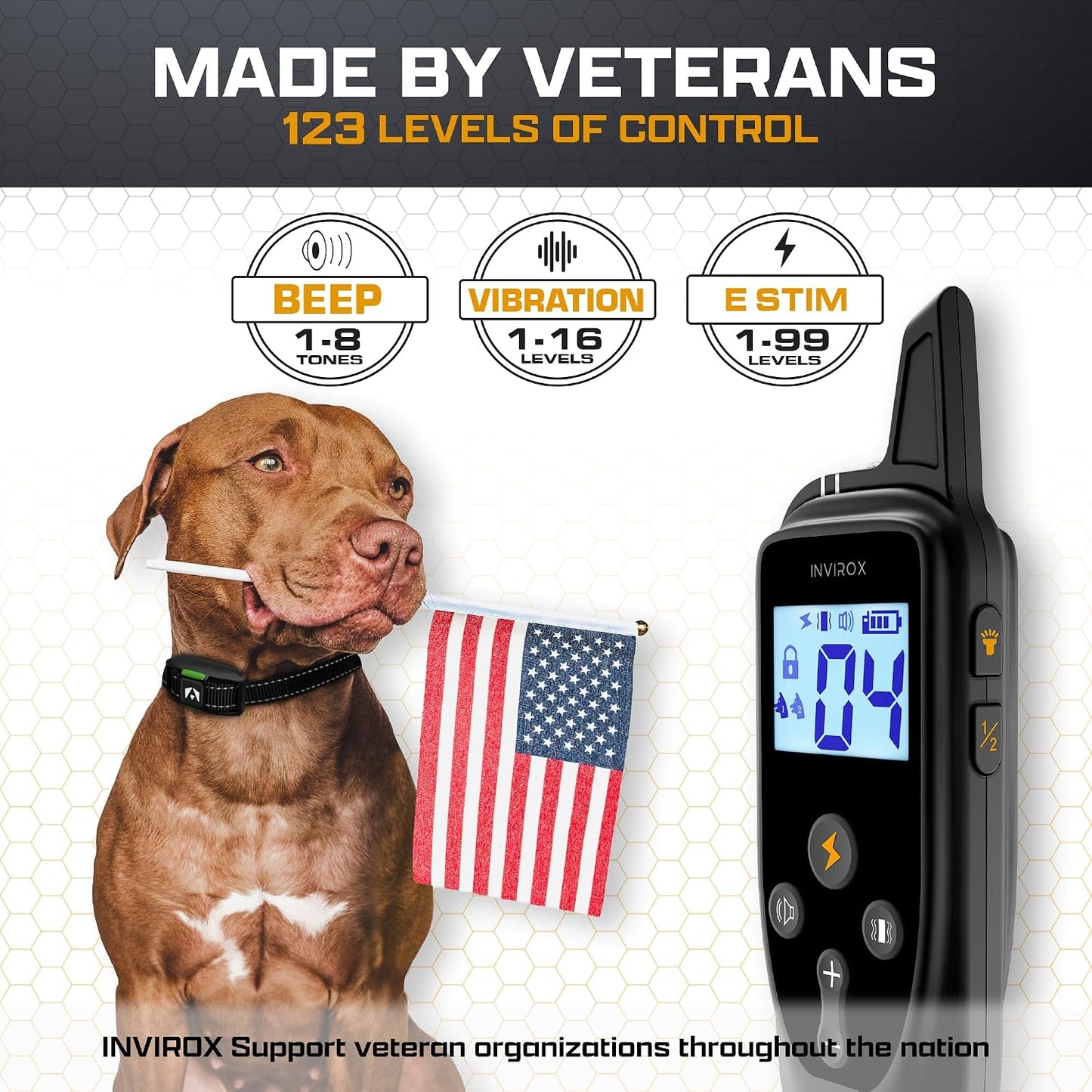 INVIROX Collar de entrenamiento para perros con control remoto, col...