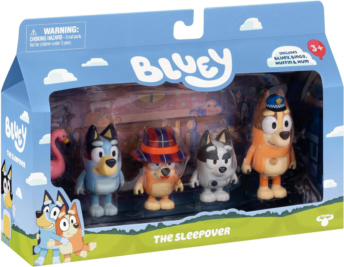 Bluey Paquete de 4 figuras The Sleepover, juguetes con temática de...