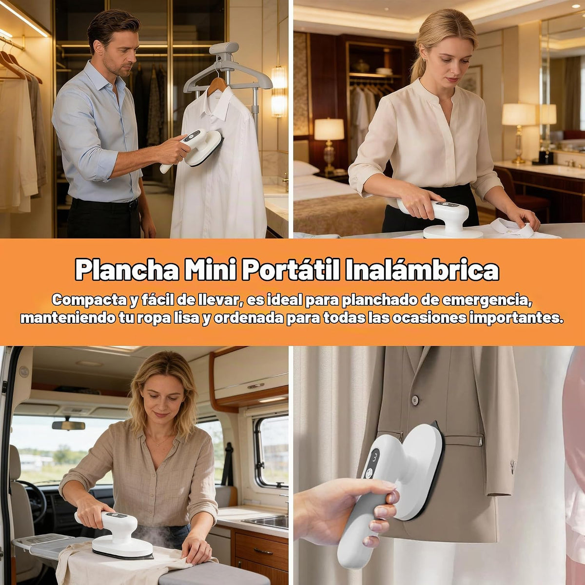 SL Euthtion Mini plancha de viaje inalámbrica para ropa, portátil r...