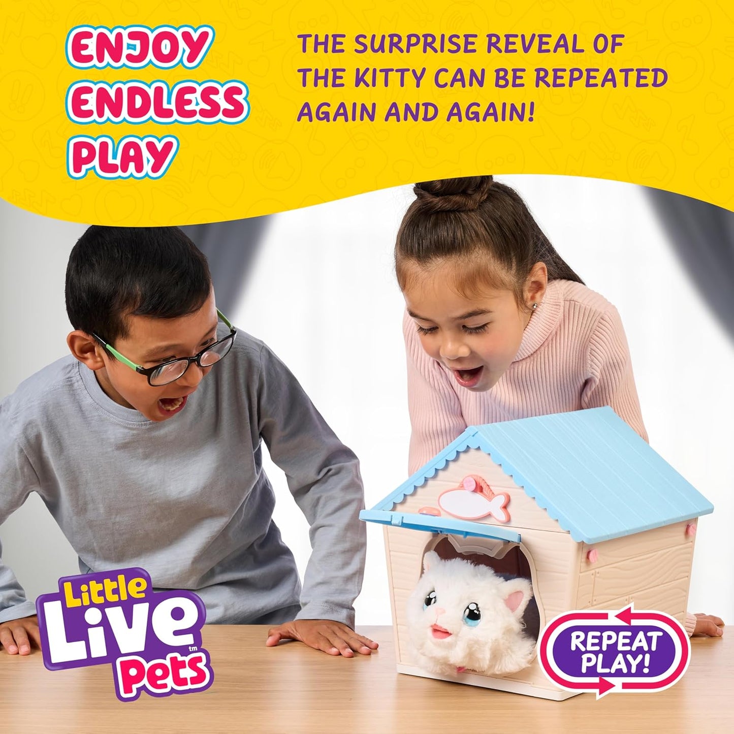 Little Live Pets Figuras de gato para niños, juego de animales de c...