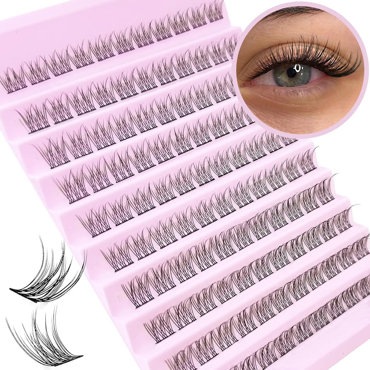 SLSXNL - Extensiones de pestañas rizadas en racimo, naturales y dis...