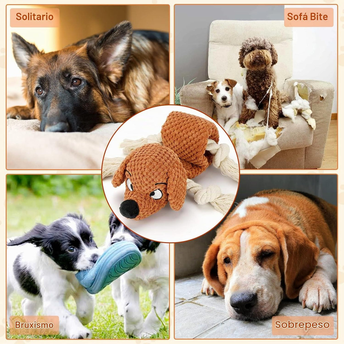Letsmeet Juguetes para perros, juguete chirriante para masticar con...