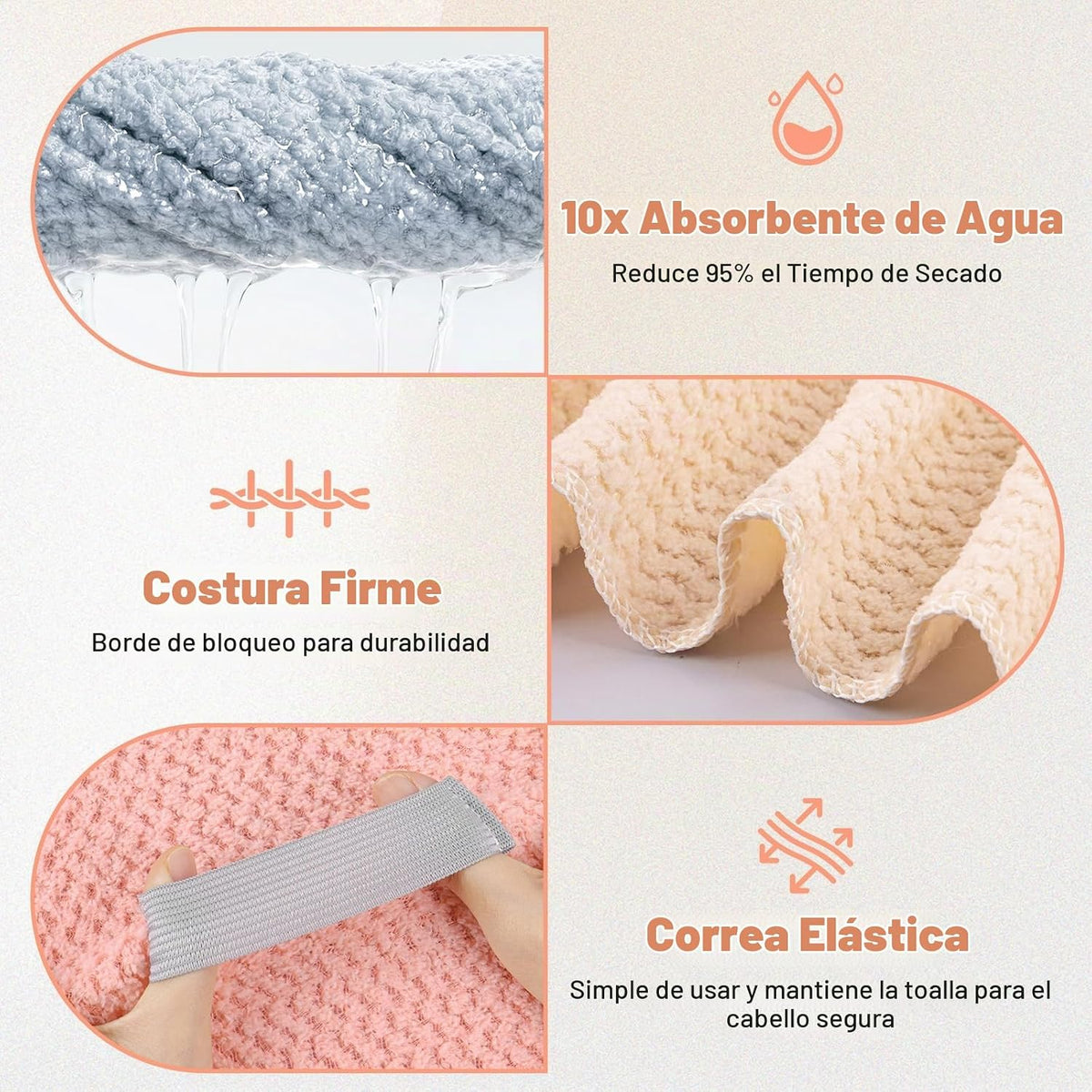OSRPIEU Paquete de 3 toallas de microfibra para secar el cabello pa...