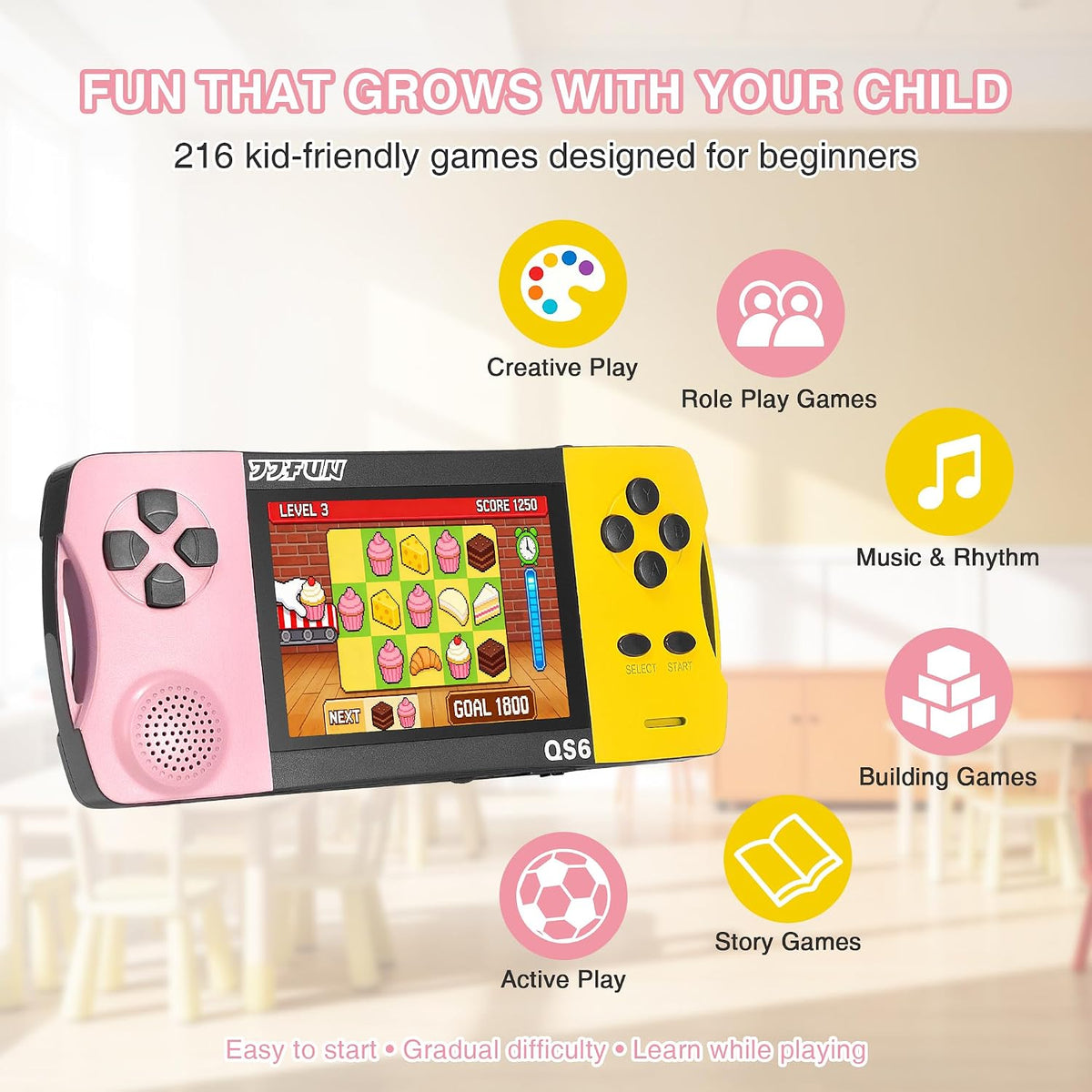JJFUN Juego de mano retro portátil para niños, 138 juegos Claasic y...
